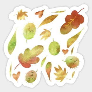 Autumnal leaves pattern Sticker